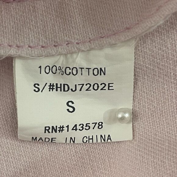 Hot & Delicious Denim Jacket Womens Size Small Pink OversizedDistressed ButtonUp - Picture 9 of 11